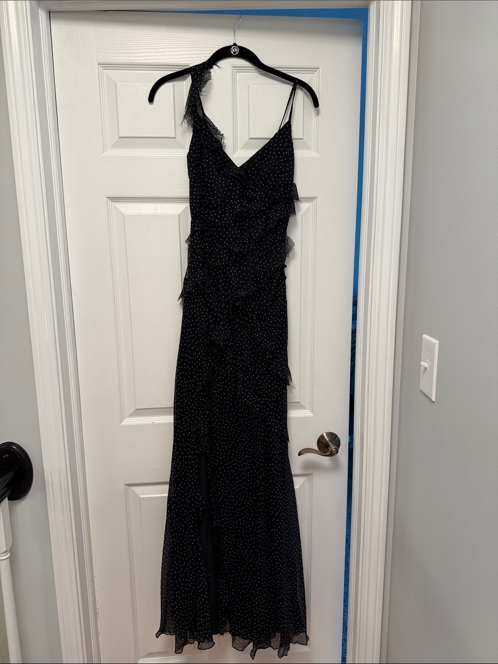 Black Polka Dot V-Neck Maxi Dress